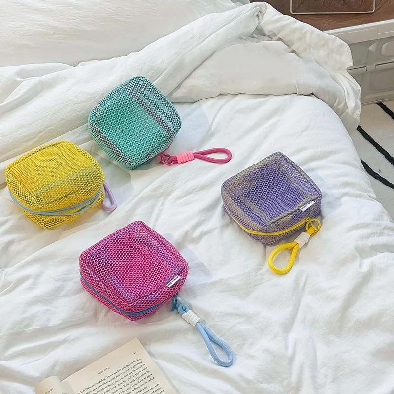 Large Capacity Dopamine Mesh Storage Bag Cosmetic Storage Tofu Bag Portable Travel Grooming Bag YLE413