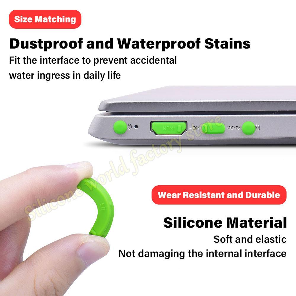 SW 16Pcs/Set Silicone Dust Plug for Laptop Dust Covers Notebook Computer Port Dust Plugs Stoppers HDMI USB RJ45 Interface Cover