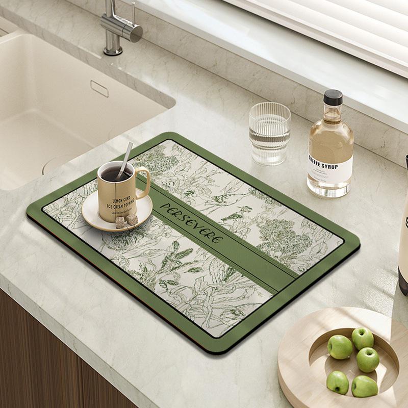 Water Absorbent Kitchen Countertop Mat - Draining & Drying for Cups and Dishes, Heat Insulation Pad, Coffee Machine Mat.