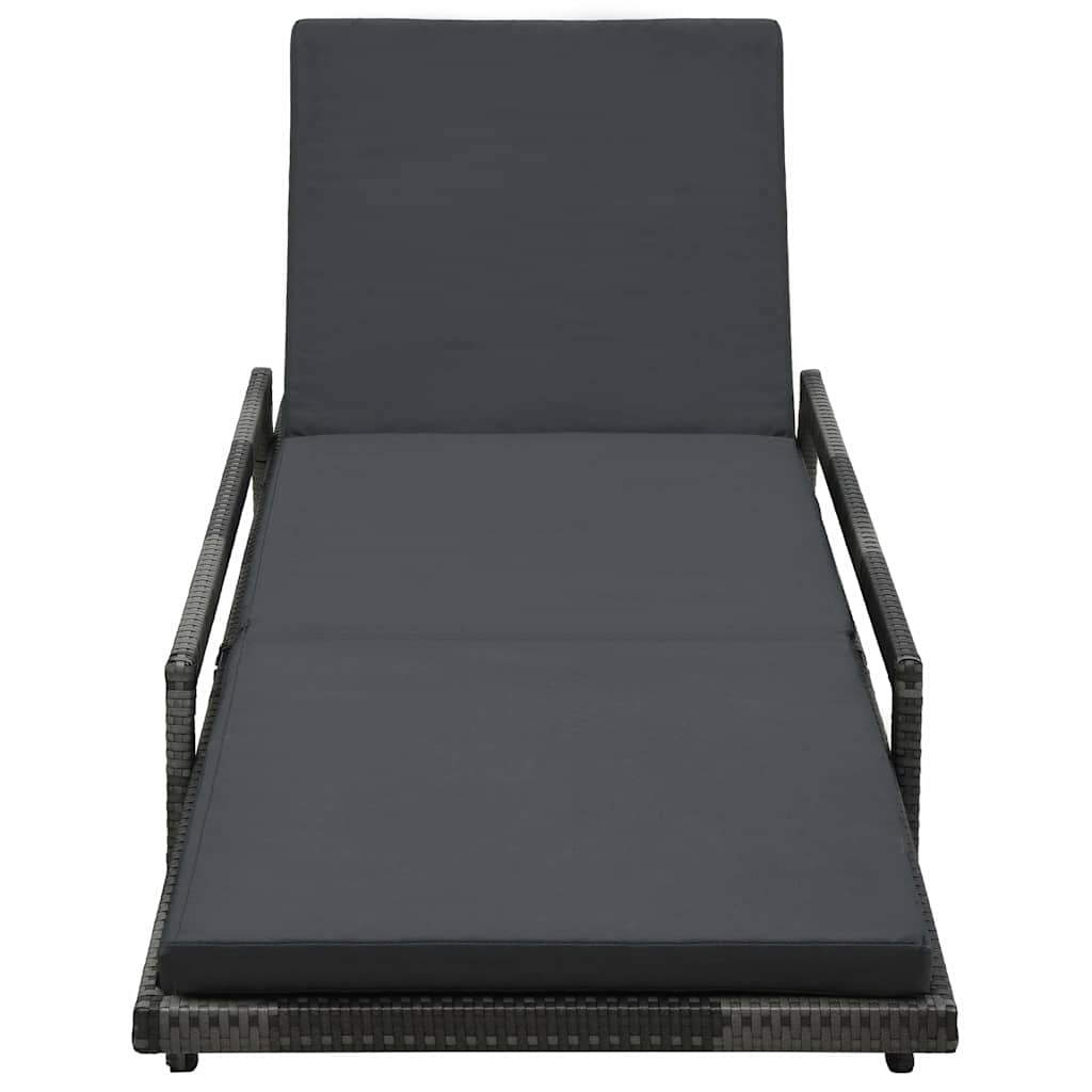VidaXL Sonnenliege mit Auflage Poly Rattan Grau