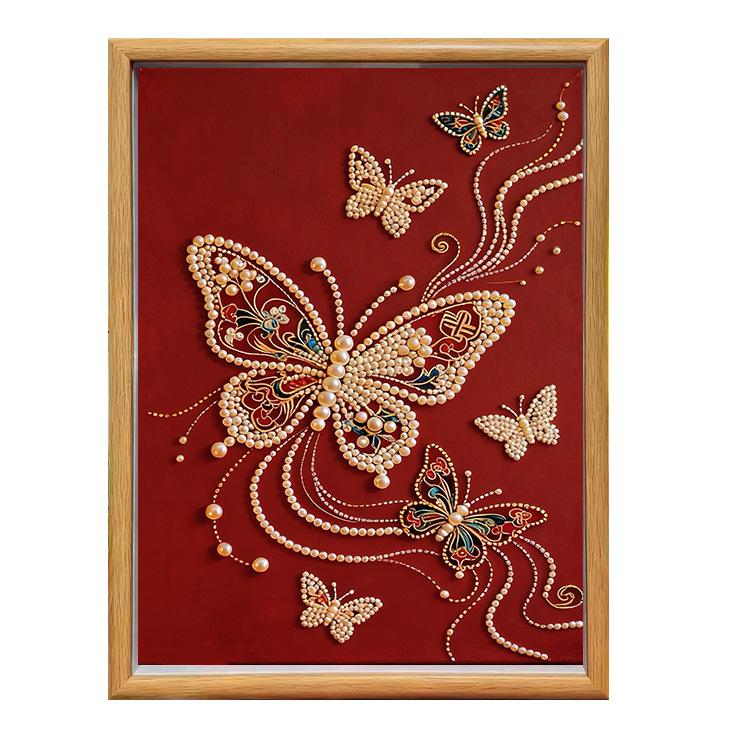 Decorative Painting Material Package, Handmade Diy National Style Ornament, Year Of The Horse Pearl Painting With Photo Frame, Living Room Entrance