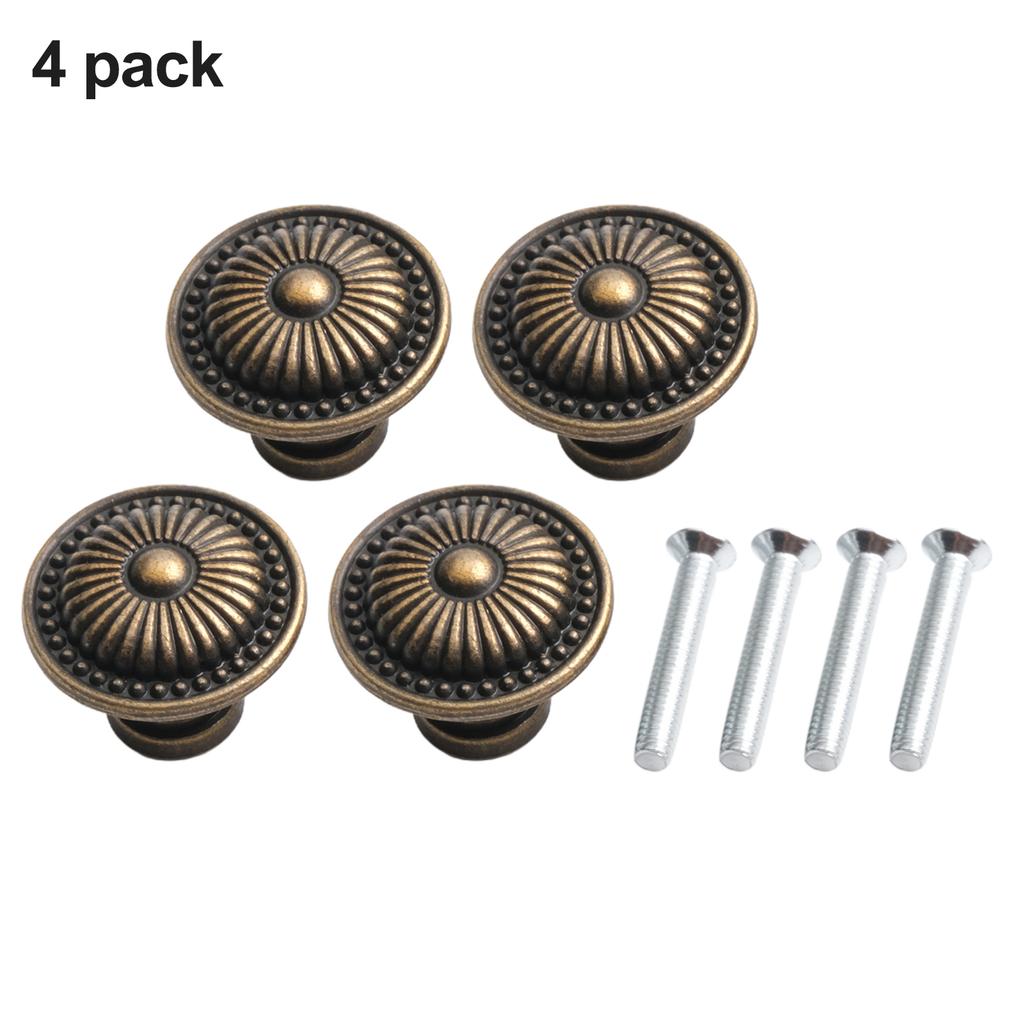 4Pcs Vintage Drawer Handle Bronze Cabinet Knob Drawer Knobs Cupboard Wardrobe Furniture Pulls Handle Wooden Box Jewelry Box Knob