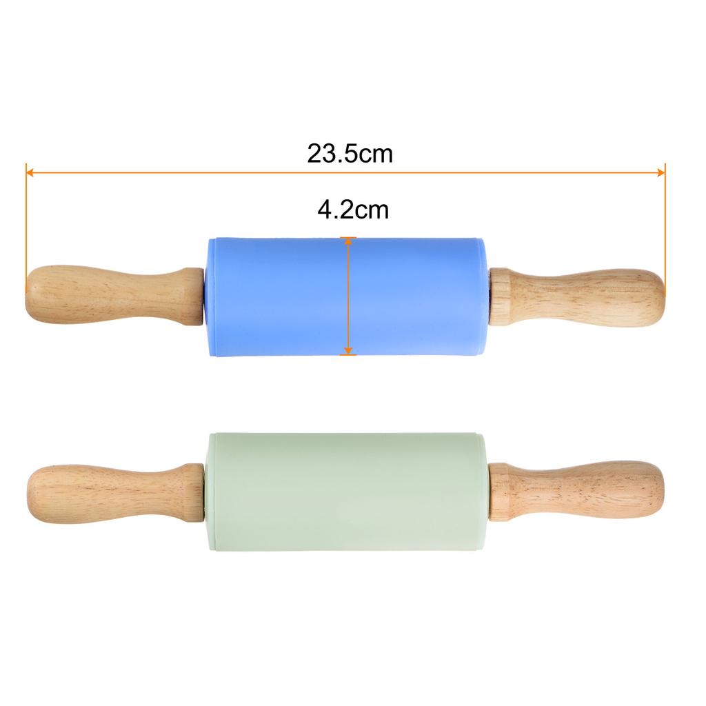 Silicone Rolling Pins for Baking 23.5cm x 4.2cm Light Green & Blue