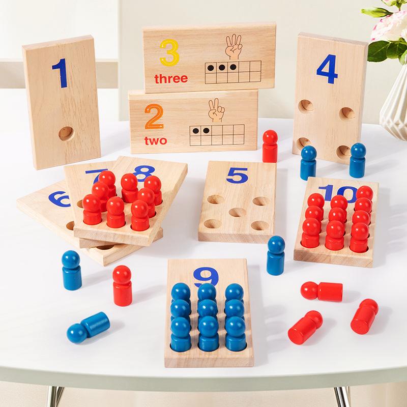 Math building block enlightenment stick number quantity learning pairing wooden teaching aids 3-6 years old early