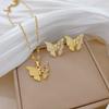 Butterfly Micro-Inlaid Necklace Earrings Set Light Luxury Micro-Inlaid Personalized Temperament Banquet Earrings Necklace Combination