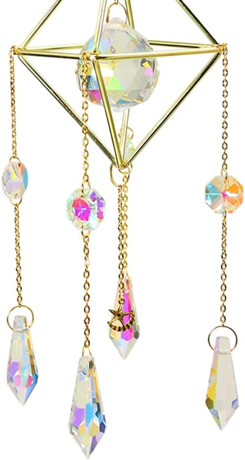 Crystal Large Wind Chime Moon & Suncatcher Handmade Garden Hanging Pendant for Window Curtains and Home Decor (Color: Ball)