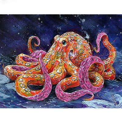 Pittura diamante 5D fai da te polpo pesce strass pittura ricamo diamante rotondo completo