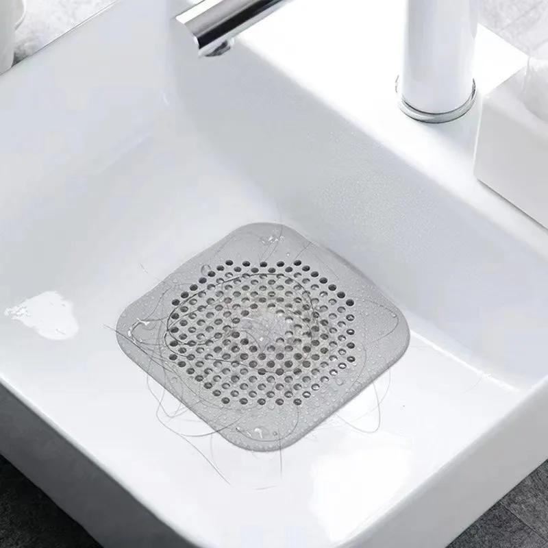 Shower Drain Hair Catcher Sink Strainer Drain Cover Shower Hair Catcher Silicone Hair Filter Kitchen Bathroom Home Accessories