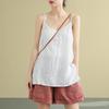Damen Sommer Top Baumwolle Leinen Spaghettiträger Top Frauen Neckholder V-Ausschnitt Basic Gelb Ärmellos Tank Tops Locker Lässig Camis