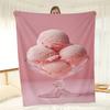 Roze ijsschep thema Flanellen bedrukt deken geschikt voor alle seizoenen geschikt voor woonkamer kantoor bank en reizen