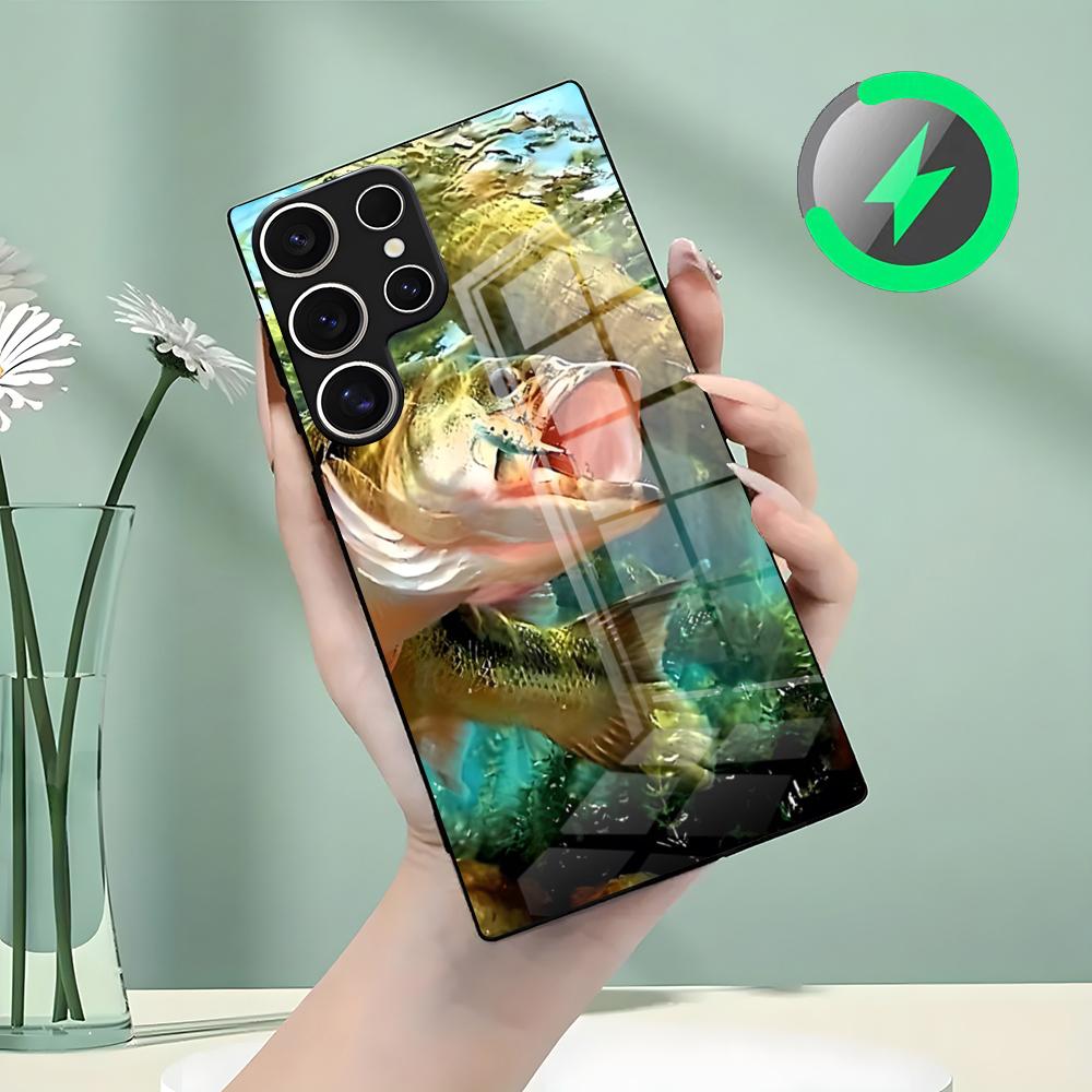 Angling Go Fishing Phone Case For Samsung S26 S25 S24 S23 S22 S21 S20 Edge Ultra Plus FE For Magsafe Glass Case
