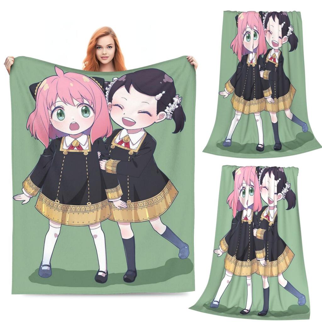 Spy X Family Cartoon Kawaii Anya Anime  Blankets Flannel Sofa Throw Blanket Super Soft for Bedroom Office Throws Bedspread Quilt