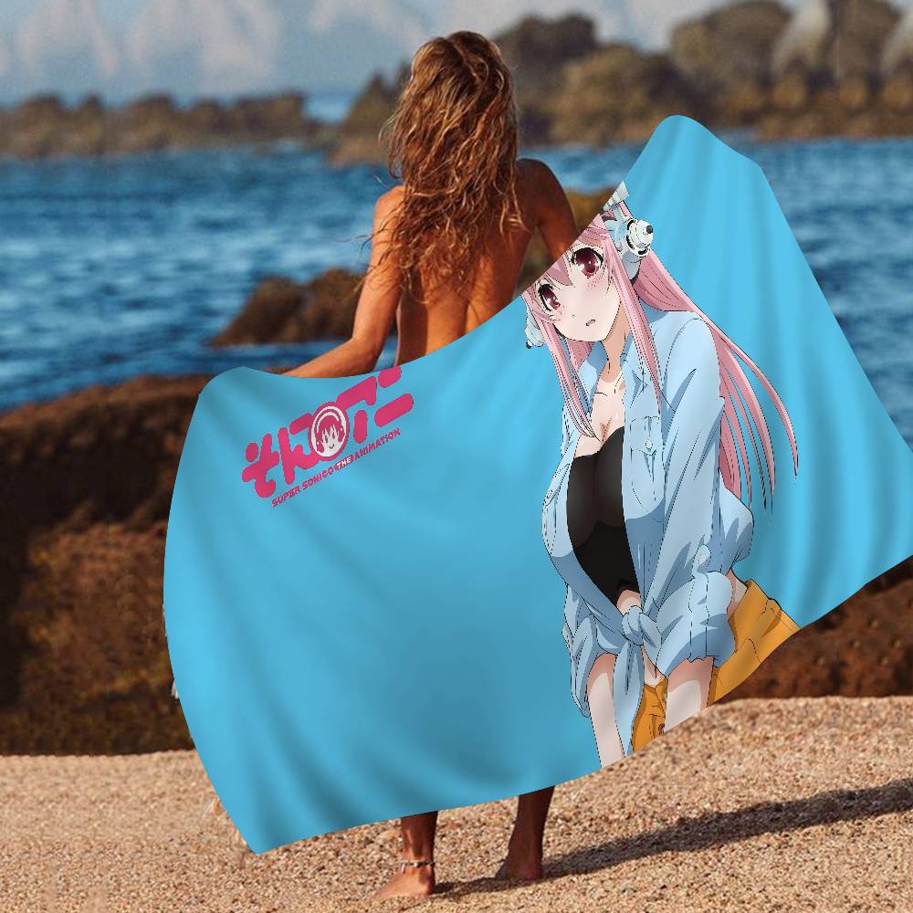Classic Anime Super Sonico Microfiber Printed Beach Towel Mountain Climbing Yoga Beach Swimming Running Absorbent Soft Towel