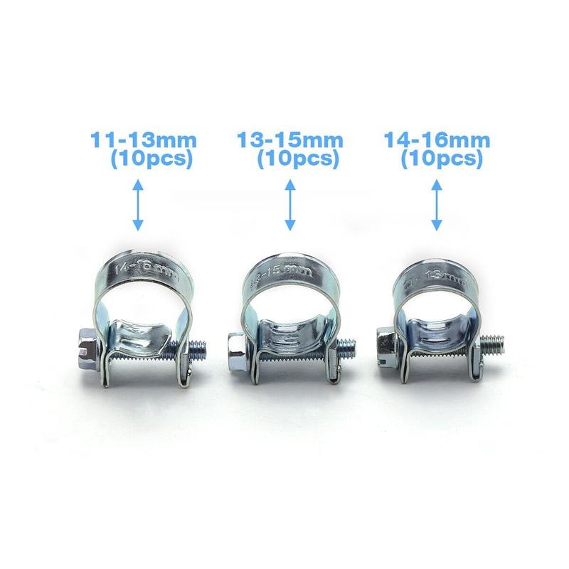 10Pcs Mini Clamp 7-17Mm Car Fuel Pipe Hose Clamp Galvanized Air Hose Clamp Diesel Petrol Pipe Clips Auto Parts Replacement