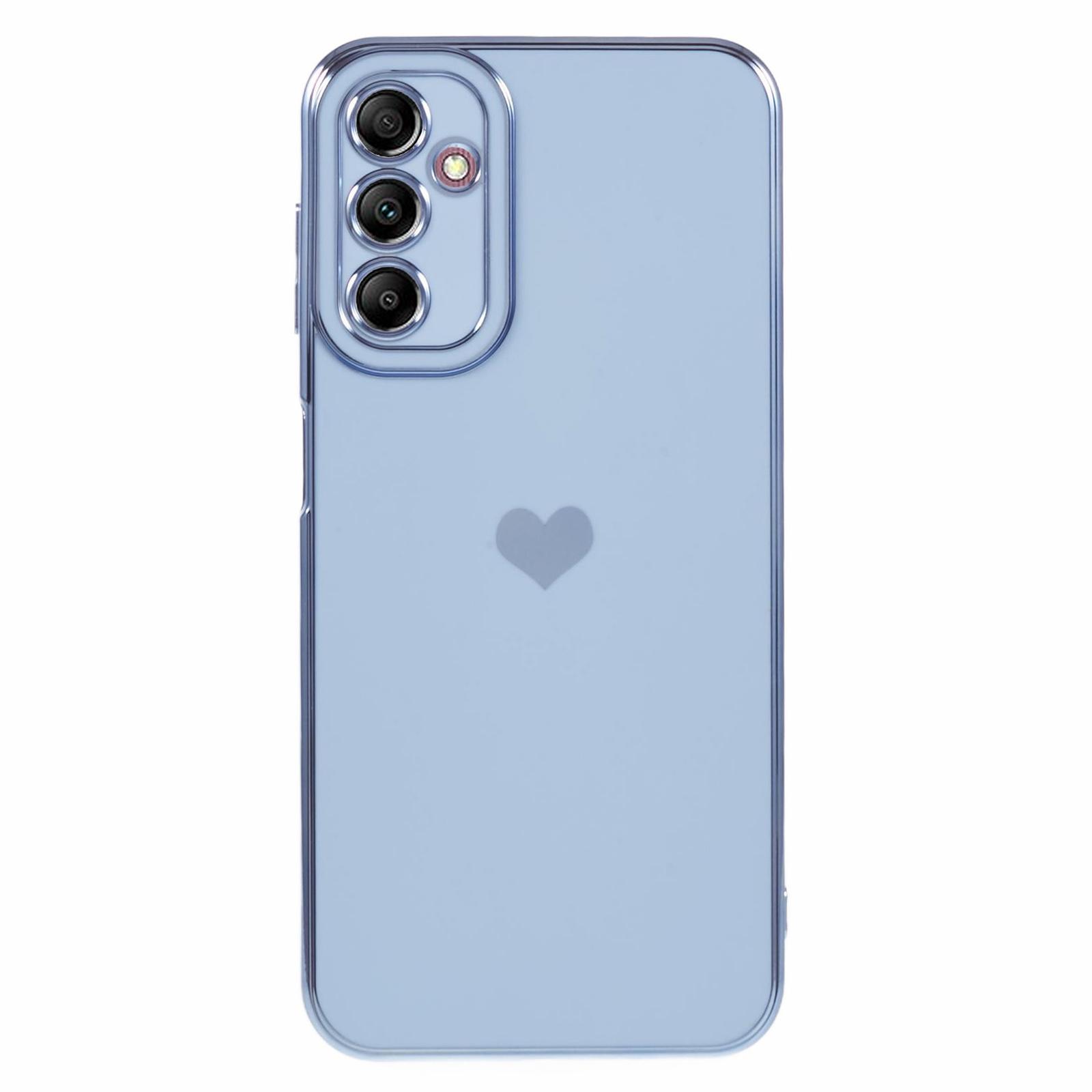 

For Samsung Galaxy A14 5G/A14 4G TPU Case 6D Electroplating Love Heart Slim Phone Cover Blue