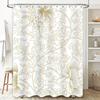 Luxury White Damask Shower Curtain with Gold Floral Design European Style Bathroom Decoration Set for Home Decor (180x240cm)