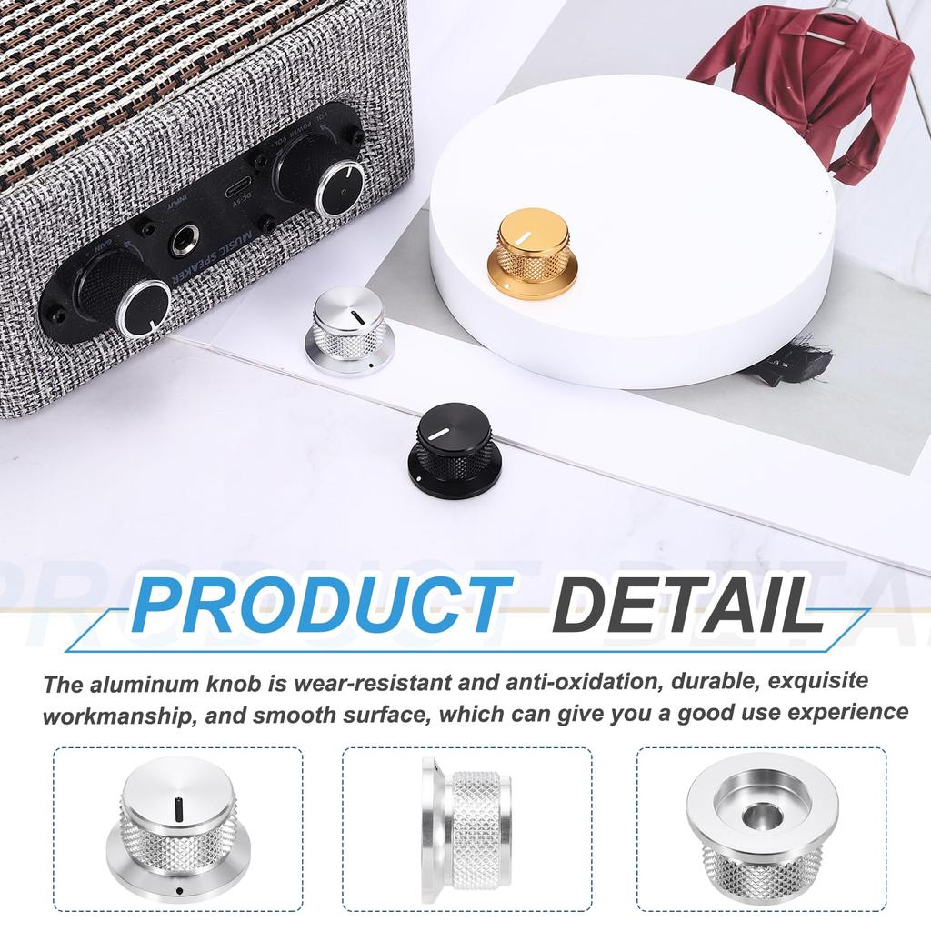 uxcell Aluminum Geared Potentiometer Knobs Volume Tone Control Top Hat Knobs for Musical Audio Silver 5-Pack 1/4" Guitar, Instruments, Mixers,