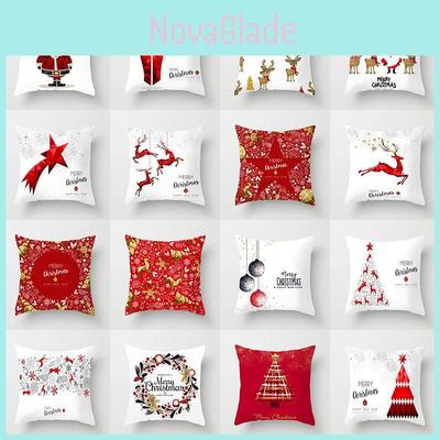 Festive Red And White Christmas Pillow Case For Cozy Sofa And Car Home Decor