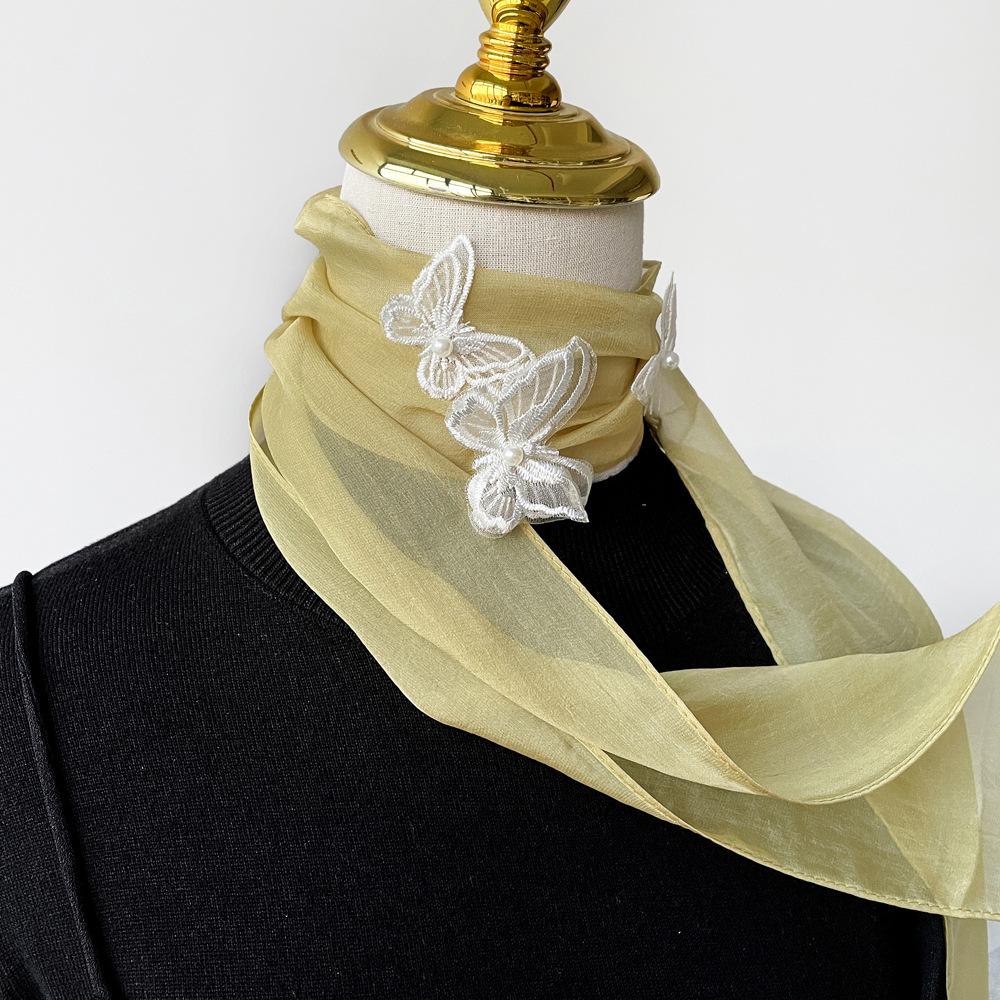 Spring And Summer Satin Long Scarf For Women Sunscreen Shawl Fashionable Beauty Scene Satin Long Scarf Versatile Travel Scarf