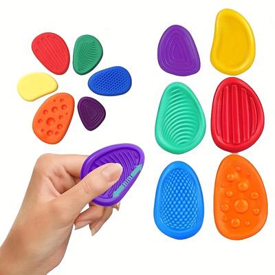 6pcs Silicone Relax Stones for Adults - Autism & ADHD Tactile Trainingers, Anti-Gobble Design, Durable & Safe, Portable Anxiety Relief Tools