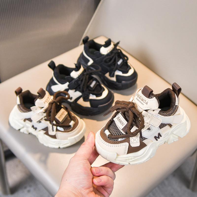 Spring Autumn Kids Mesh Breathable Running Shoes Boys Girls Soft Sole Dad Sneakers Lightweight Athletic Footwear