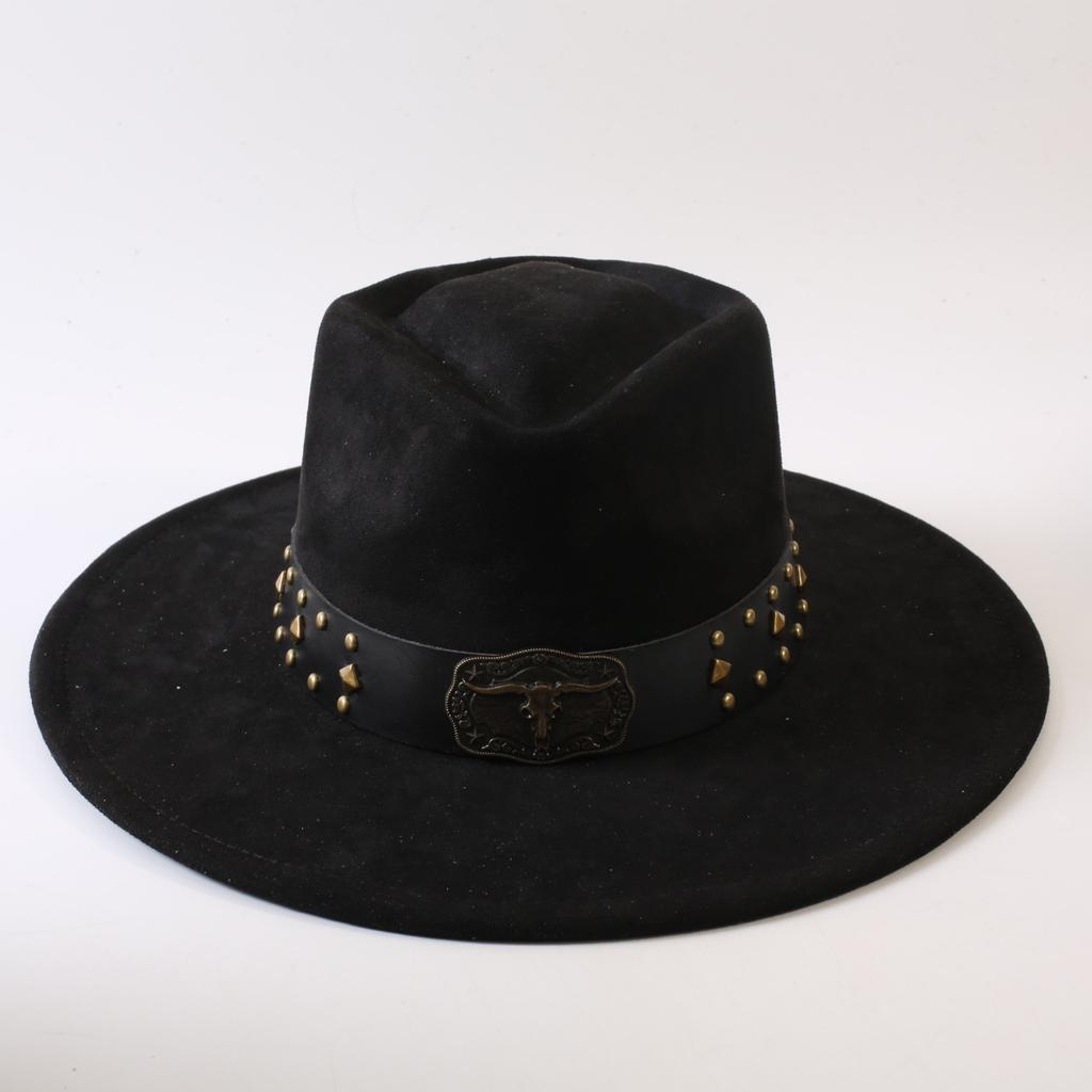 Popular European and American Style Suede Big-brimmed Top Hat, Men's and Women's Classic Fashion Western Cowboy Hat