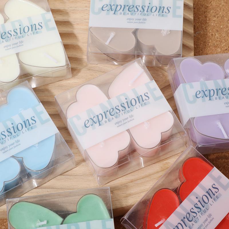 Creative Heart-shaped Confession Scented Candle Household Tea Wax-free Tea Romantic Love Small Candle Fire Paint Wax