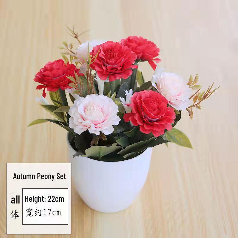 Decorative Small Artificial Potted Flowers Set for Home and Living Room Decor