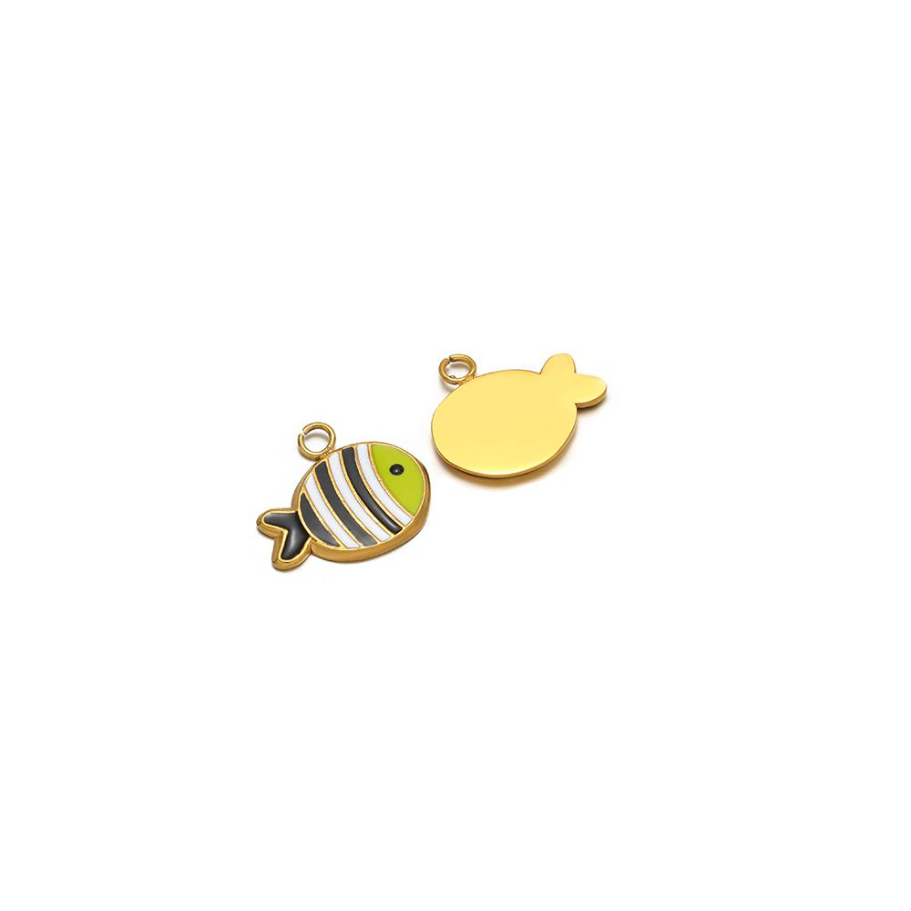5Pcs Stainless Steel Gold Enamel Fish Beads Charms for DIY Jewelry Making Bracelet Making Children Necklace Findings Wholesale