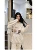 Women's Half-Velvet Pajamas: New Autumn/Winter, Plus Velvet, Thickened, Cute Embroidery, Pullover Design, Cozy Homewear, Suitable for Outdoor Wear.