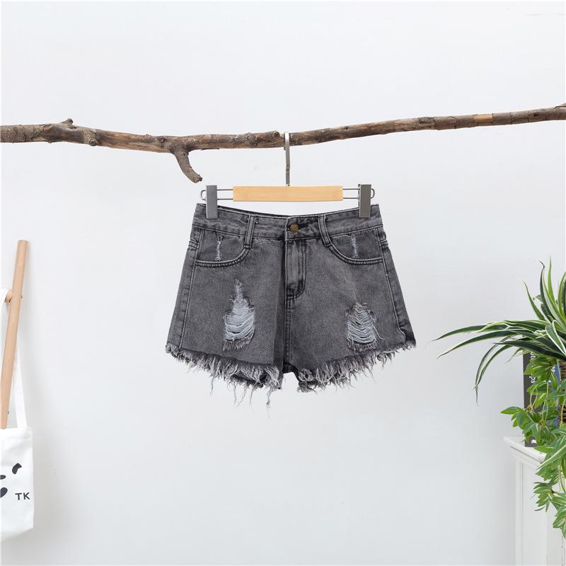 Summer Korean Style High-Waisted Ripped Wide-Leg Denim Shorts for Women - Plus Size, Slimming A-Line Hot Pants
