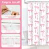 Hot Bow Pattern Shower Curtain Cute Bathing Cat Shower Curtain Waterproof Polyester Fabric Washable Bathroom Decor Accessories