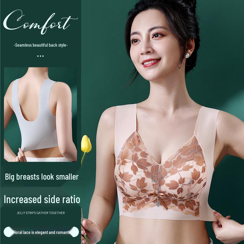 Year of the Rat Festive Red Plus Size Beautiful Back Bra - Anti-Sagging, Seamless, Fixed Cup