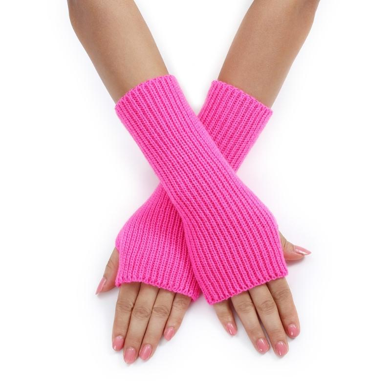 Keep Hand Warm Half Finger Gloves Women Skiing Fingerless Mitten Solid Color