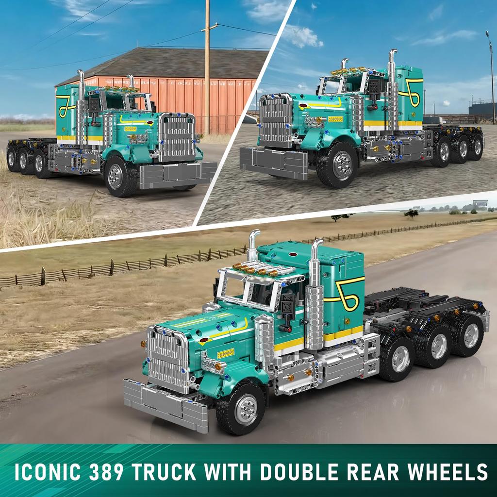 Mould King 13201 Zestaw do budowy ciężarówki, Model ciężarówki sterowany przez aplikację i RC, Zestaw klocków do budowy pojazdu przyczepy STEM, Kolekcjonerski