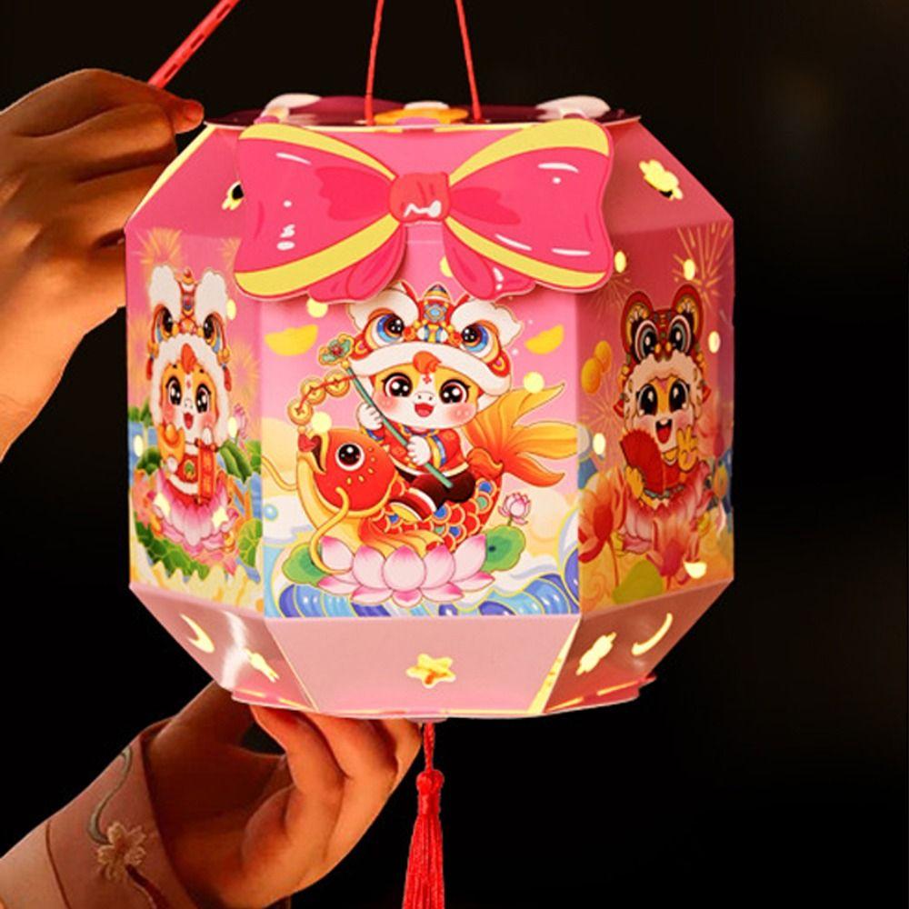 Ancient Chinese New Year Lantern Cartoon Traditional 2026 Horse Year Lantern Luminous Paper Craft Portable Horse Lantern