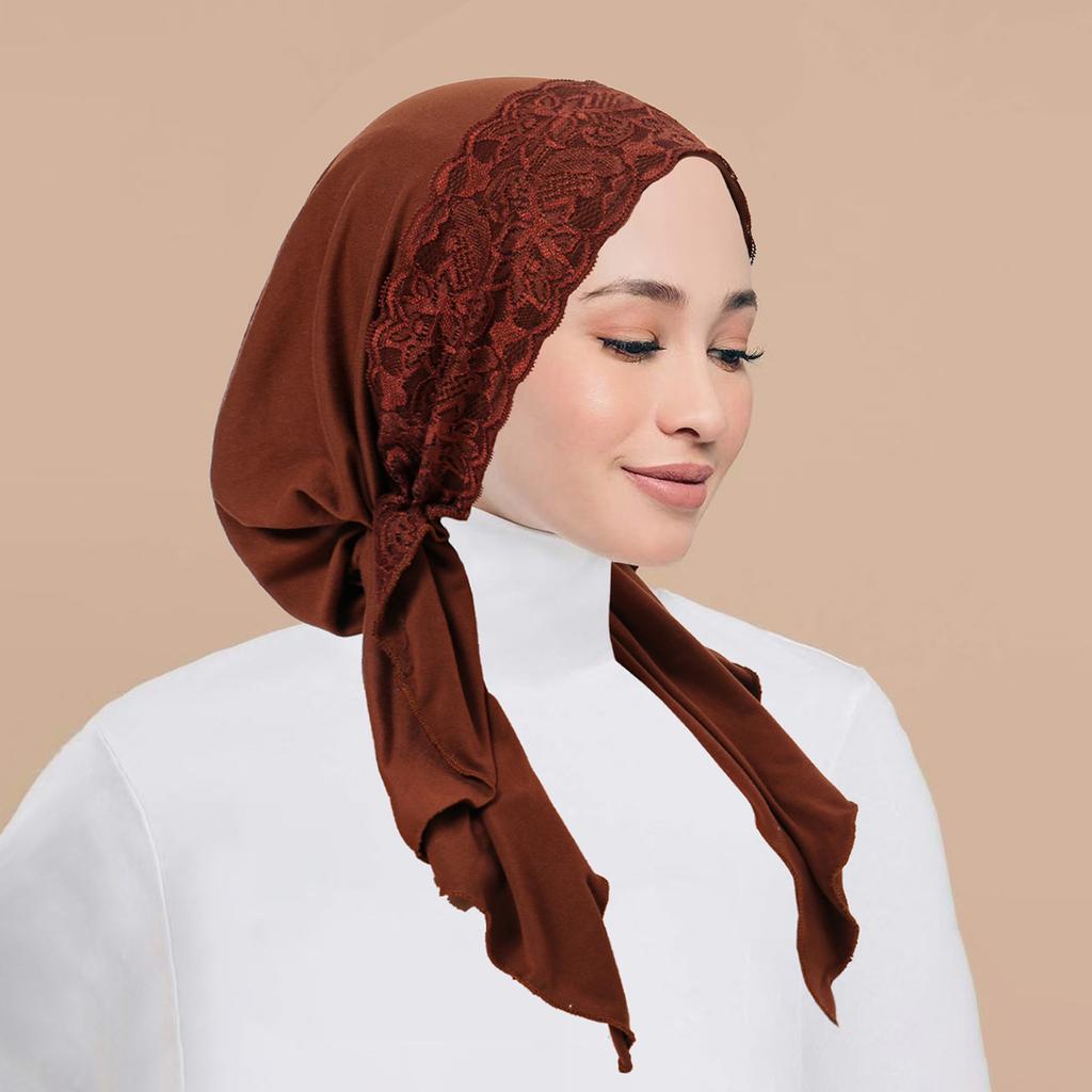 Solid Color Pre-Tied Hijab Wrap Head Scarf Muslim Turban Bonnet for Women Inner Hat Turbantes Cap