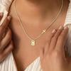 Women's Gold Initial Pendant Necklace - Personalized 26 Letter Tag Jewelry