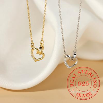 925 Sterling Silver Classic Love Heart Choker Necklace Pendant for Women 14K Gold Plated Necklaces Wedding Party Jewelry Gift