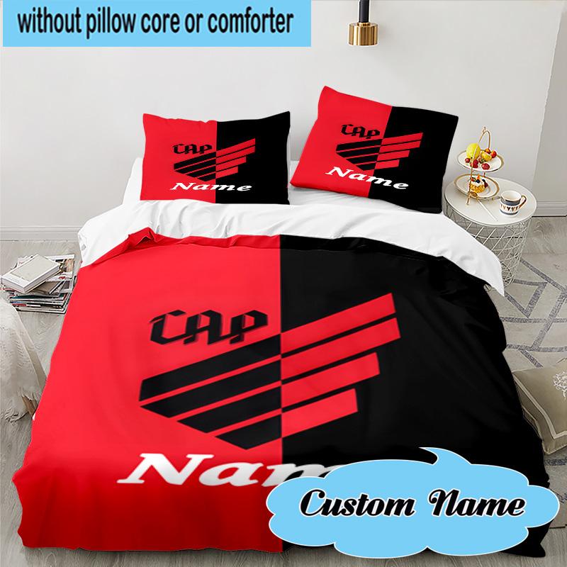 3PCS Custom Name Cap Name Wings Logo Bedding Set, Including 1pc Duvet Cover And 2pcs Pillowcases, Suitable for Dorms and Bedrooms Gift