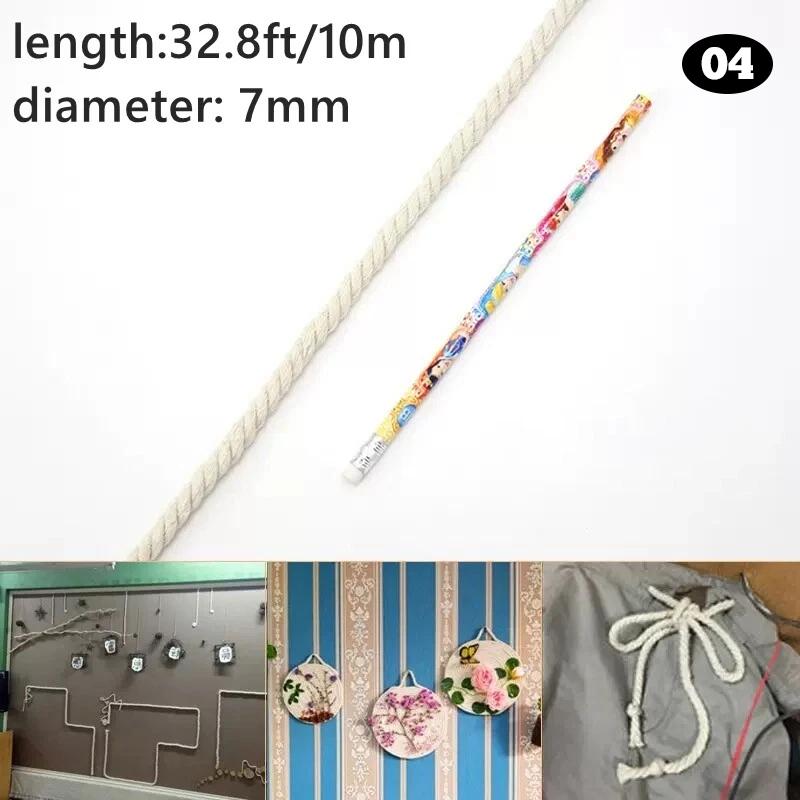 2/5/10m Three-Strand Braided Cotton Rope Handmade Natural Beige Cord Twisted String DIY Knitting Wall Hangings Craft Material