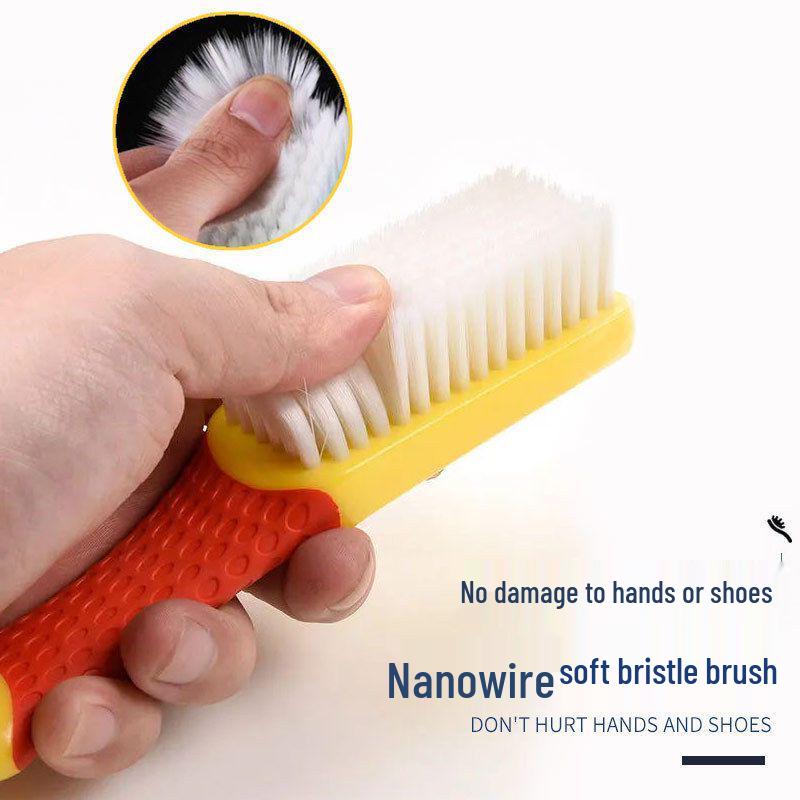 Soft Bristle Long Handle Shoe Brush - Gentle Cleaning & Polishing Tool