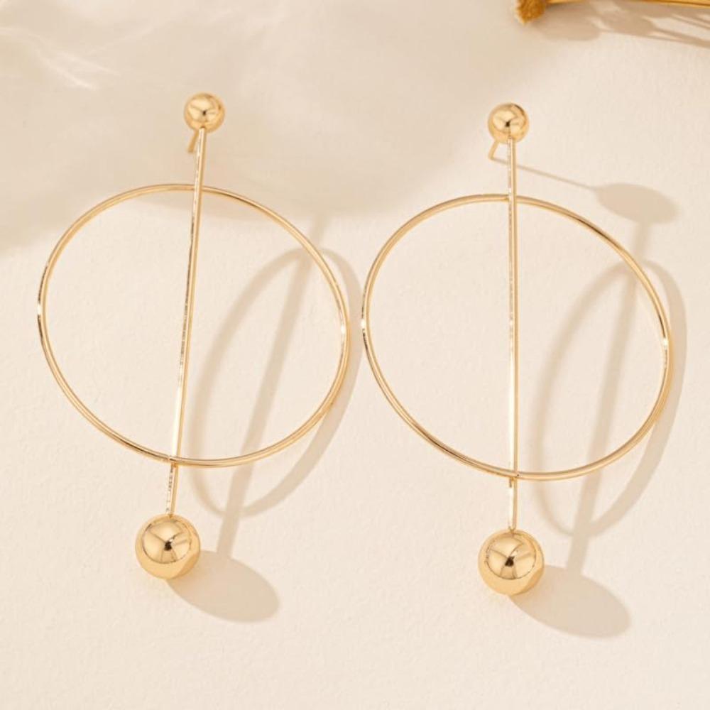 Bar Hoop Earrings Big Round Circle Earrings Geometric Circle Stick Earrings Gold Fashion Jewelry for Women Gift
