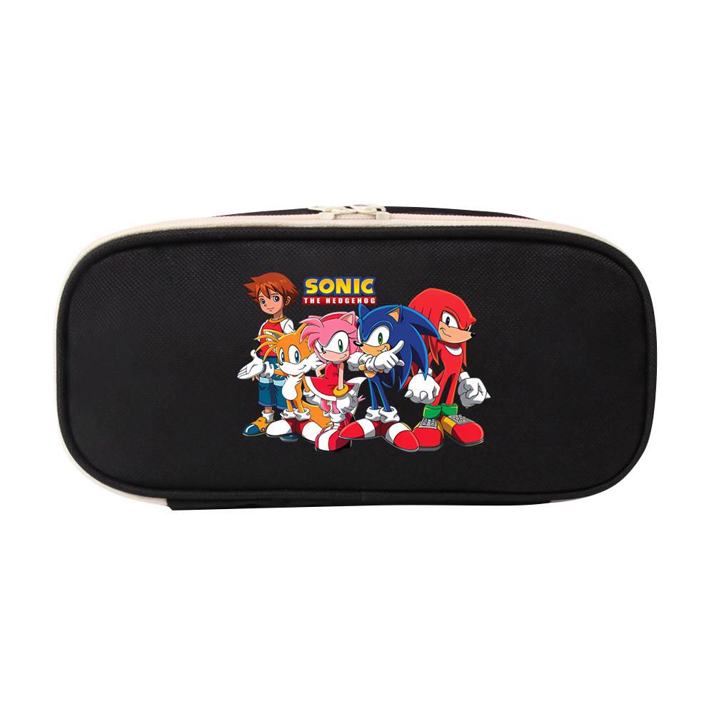 Sonic The Hedgehog Student Pencil Case Canvas Large Capacity Zipper Pen Bag For School Supplies And Teen Gift