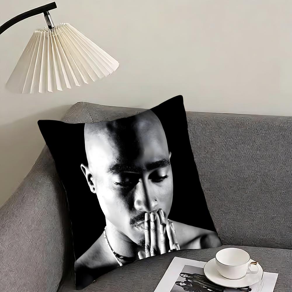 

TTupac ShakurR Rapper Cushion Cover Pillowcase Ultra Soft Skin Friendly Fabric Cloud Like Comfort Concealed Zipper 30x30cm