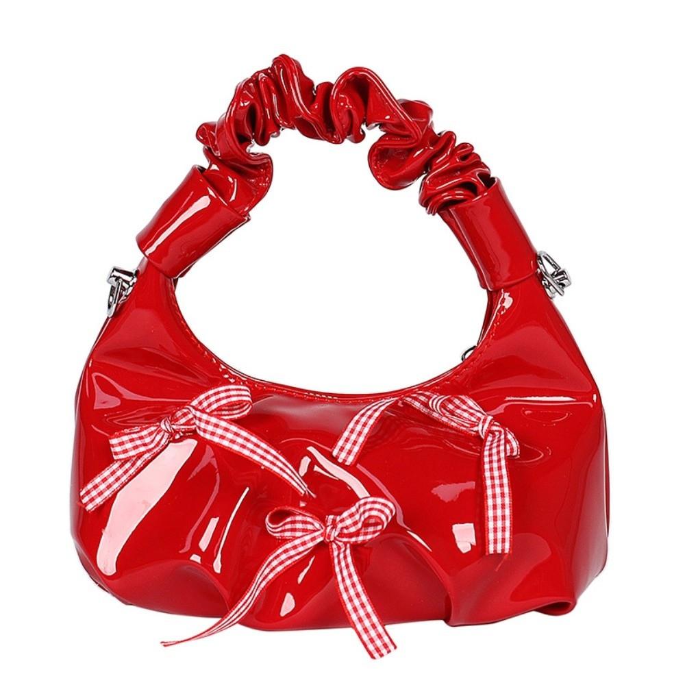 

Pu Leather Bow Ribbon Bags Korean Women Handbags Trendy Pleated Shoulder Bag Girls Style 2