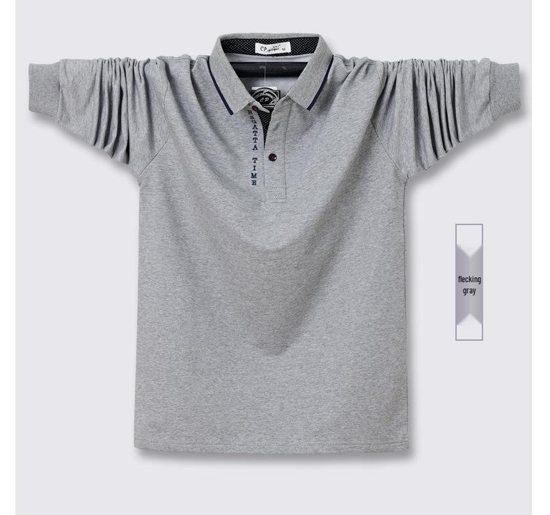 Extra Large Men's Long Sleeve Polo Shirt - Turn-Down Collar, Plus Size, Loose Fit, Business Style