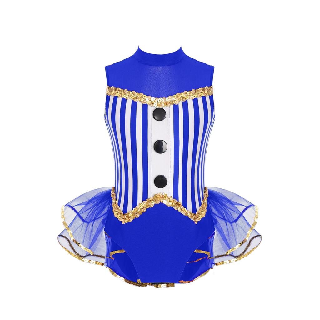 Kids Girls Sleeveless Sparkly Dance Leotard Halloween Ballet Gymnastics Leotard with Tutu Skirt Fancy Dance Costume