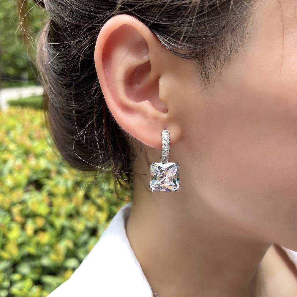 Tancise 925 Sterling Silver Zircon Earrings Drop Earrings For Women Wedding Party Gifts