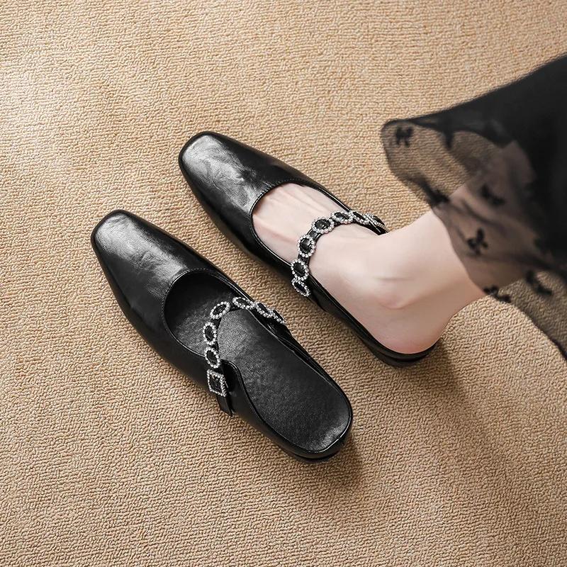 Elegant Women s Outdoor Slippers Open-Toe Half Slippers Spring Summer New Style Thick Bottom Fashionable Rubber Slip-On 40